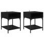 Preview: Nachttisch 2 pcs Schwarz Eichen-Optik 40 x 40 x 50 cm