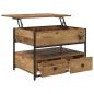 Preview: Couchtisch mit Schubladen Altholz 70x50x50cm Engineeredwood