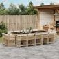 Preview: ARDEBO.de - 15-tlg. Garten-Essgruppe mit Kissen Beige Poly Rattan