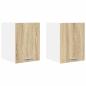 Preview: ARDEBO.de - Hängeschrank Riga 2 pcs Sonoma-Eiche und Weiß 30 x 31 x 40 cm