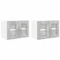 Preview: ARDEBO.de - Hängeschrank mit Regal Riga 2 pcs Beton Grau 60 x 31 x 40 cm