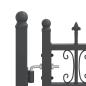 Preview: Zauntor mit Speer-Top mit Schloss Grau 305 x 125 cm Stahl