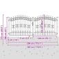Preview: Zauntor mit Speer-Top mit Schloss Grau 305 x 125 cm Stahl