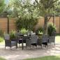 Preview: ARDEBO.de - Garten Essgruppe mit Kissen 7 pcs Grau Poly Rattan