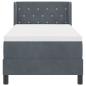 Preview: Boxspringbett mit Matratze Schwarz 100x200 cm Velvet Dunkelgrau