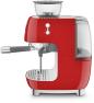 Preview: Smeg EGF03RDEU 50"s Style Siebträgermaschine, integrierter Kaffeemühle, 1650 W, 20 bar Brühdruck, 15 bar Dampfdruck, 4 Brühfunktionen, rot