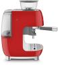Preview: Smeg EGF03RDEU 50"s Style Siebträgermaschine, integrierter Kaffeemühle, 1650 W, 20 bar Brühdruck, 15 bar Dampfdruck, 4 Brühfunktionen, rot
