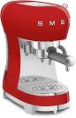Preview: Smeg ECF02RDEU 50"s Style Espresso-Kaffeemaschine, Siebträger, 15 bar, Thermoblock-Heizsystem, Cappuccino-Dampffunktion, 1,1 l Wassertank, 1.350 W, rot