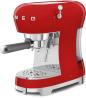 Preview: Smeg ECF02RDEU 50"s Style Espresso-Kaffeemaschine, Siebträger, 15 bar, Thermoblock-Heizsystem, Cappuccino-Dampffunktion, 1,1 l Wassertank, 1.350 W, rot