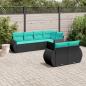 Preview: ARDEBO.de - 7-teiliges Gartensofa-Set mit Kissen, schwarzes Polyrattan