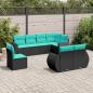 Preview: ARDEBO.de - 8-teiliges Gartensofa-Set mit Kissen, schwarzes Polyrattan