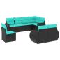 Preview: 8-teiliges Gartensofa-Set mit Kissen, schwarzes Polyrattan