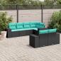 Preview: ARDEBO.de - 7-teiliges Gartensofa-Set mit Kissen, schwarzes Polyrattan