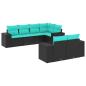 Preview: 7-teiliges Gartensofa-Set mit Kissen, schwarzes Polyrattan