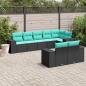 Preview: ARDEBO.de - 8-teiliges Gartensofa-Set mit Kissen, schwarzes Polyrattan