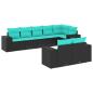 Preview: 8-teiliges Gartensofa-Set mit Kissen, schwarzes Polyrattan