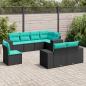 Preview: ARDEBO.de - 8-teiliges Gartensofa-Set mit Kissen, schwarzes Polyrattan