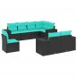 Preview: 8-teiliges Gartensofa-Set mit Kissen, schwarzes Polyrattan