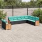 Preview: ARDEBO.de - 10-teiliges Gartensofa-Set mit Kissen, schwarzes Polyrattan