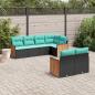 Preview: ARDEBO.de - 7-teiliges Gartensofa-Set mit Kissen, schwarzes Polyrattan