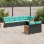 Preview: ARDEBO.de - 8-teiliges Gartensofa-Set mit Kissen, schwarzes Polyrattan