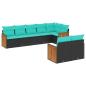 Preview: 8-teiliges Gartensofa-Set mit Kissen, schwarzes Polyrattan