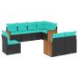 Preview: 8-teiliges Gartensofa-Set mit Kissen, schwarzes Polyrattan