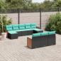 Preview: ARDEBO.de - 10-teiliges Gartensofa-Set mit Kissen, schwarzes Polyrattan