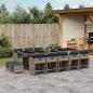 Preview: ARDEBO.de - 15-teiliges Garten-Ess-Set mit Kissen, grau, Polyrattan