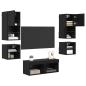 Preview: TV Wand Einheiten mit LED 8 pcs Schwarz Eichen-Optik