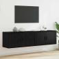 Preview: ARDEBO.de - Wand-TV-Schrank Set Wandmontiert 2 pcs Schwarz Eichen-Optik