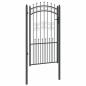 Preview: Zauntor mit Speer-Top mit Schloss Grau 103 x 175 cm Stahl