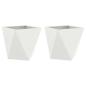 Preview: Pflanzkübel 2 pcs Weiß 40 x 40 x 40 cm Stahl