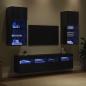 Preview: TV Wand Einheiten mit LED 5 Stk. Schwarz Eichen-Optik