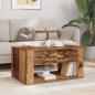 Preview: Couchtisch mit Schubladen Altholz 80 x 50 x 40 cm Holzwerkstoff