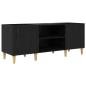 Preview: Schallplattenschrank Schwarz Eichen-Optik 121 x 38 x 48 cm