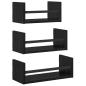 Preview: Wandregal-Set mit Regal 3 pcs Schwarz Eichen-Optik 40x16x14cm