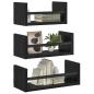 Preview: Wandregal-Set mit Regal 3 pcs Schwarz Eichen-Optik 40x16x14cm