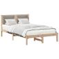 Preview: Bettrahmen mit Kopfteil Taupe 120 x 190 cm Massives Kiefernholz