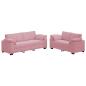 Preview: 2-teiliges Sofa-Set mit Kissen, rosa Samt