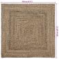 Preview: Teppich Geflecht Natur und Schwarz 120 x 120 cm Jute