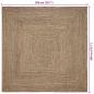 Preview: Teppich Geflecht Natur und Schwarz 200 x 200 cm Jute