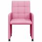 Preview: Esszimmerstühle mit Rädern 2 pcs Rosa 58 x 65 x 94 cm Stoff