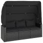 Preview: 4-tlg. Garten-Sofagarnitur mit Kissen Schwarz Poly Rattan