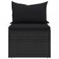 Preview: 4-tlg. Garten-Sofagarnitur mit Kissen Schwarz Poly Rattan