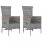 Preview: 3-tlg. Garten-Lounge-Set Grau Poly Rattan & Massivholz Akazie