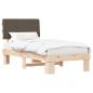 Preview: ARDEBO.de - Bettgestell mit gepolstertem Kopfteil Taupe 90 x 200 cm