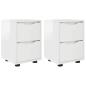 Preview: Nachttische 2 pcs Hochglanz Weiß 30,5 x 30 x 43 cm