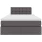 Preview: Bett mit LED-Lichtleisten mit Kopfteil Grau 120 x 200 cm PVC