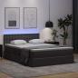 Preview: Bett mit LED-Lichtleisten mit Kopfteil Grau 140 x 200 cm PVC